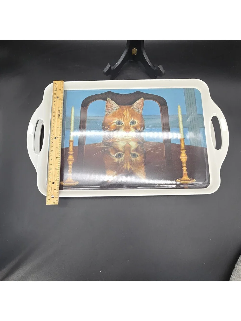 Vintage Temark Melamine Serving Trays Pair Lowell Herrero Lord Buffington Cat